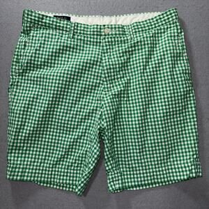 VTG Polo Ralph‎ Lauren Mens Green Gingham Shorts W36 Preppy Old Money Classic